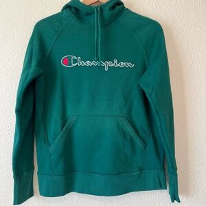 Champion Powerblend Fleece Hoodie Sweatshirt Funnel Women's M Gratified Green